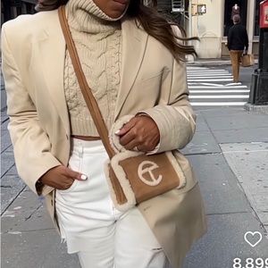 BB Dakota cropped cable knit turtleneck sweater